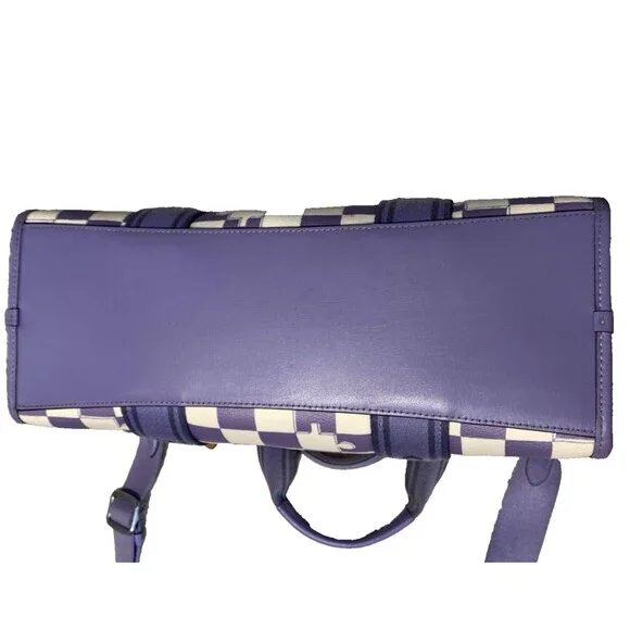COACH Smith Tote CR101 Violet Checkerboard Print Leather Shoulder Bag - Picture 3 of 16